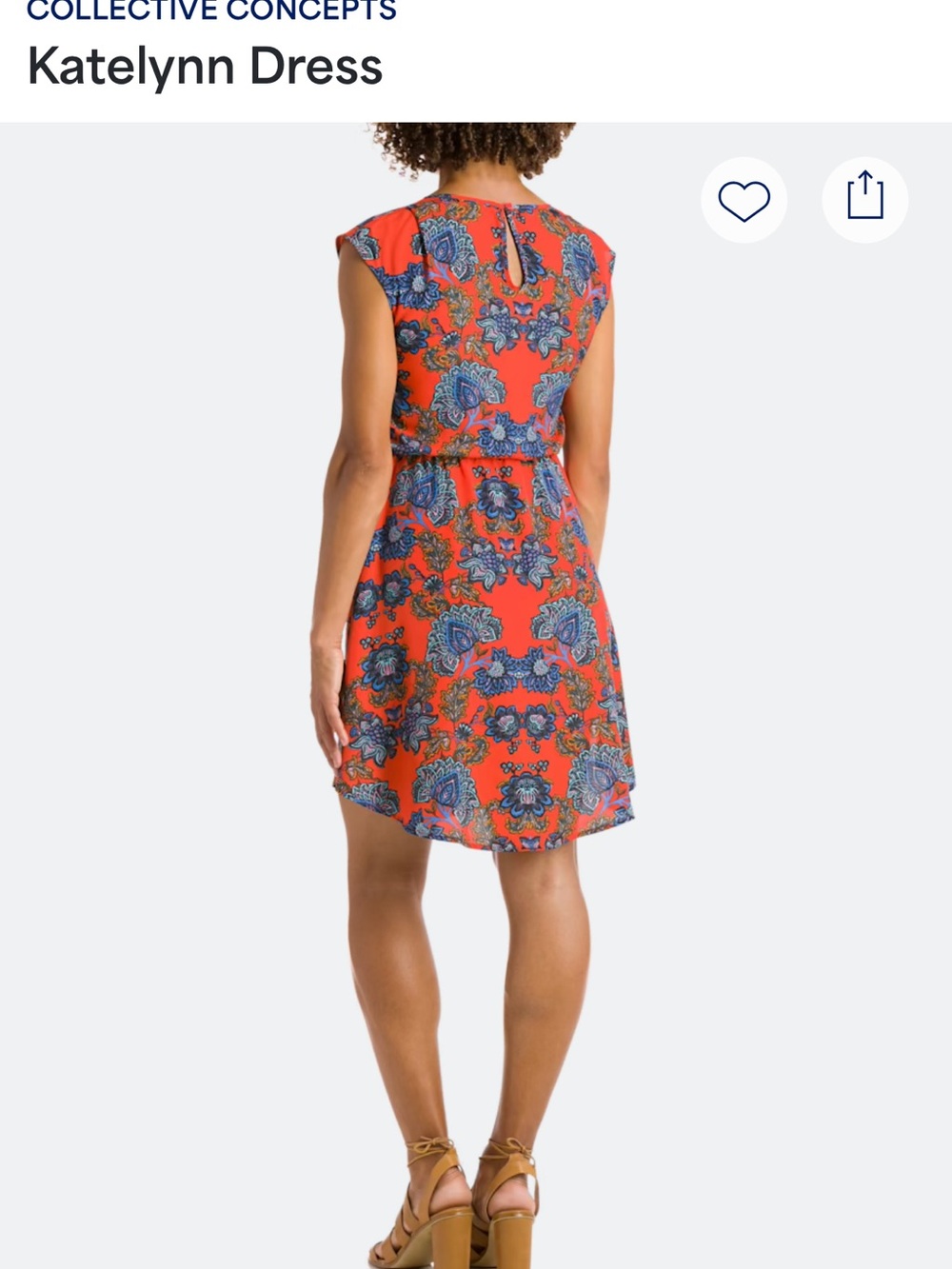 Collective Concepts Katelynn Dress - Orange with Blue Floral Print